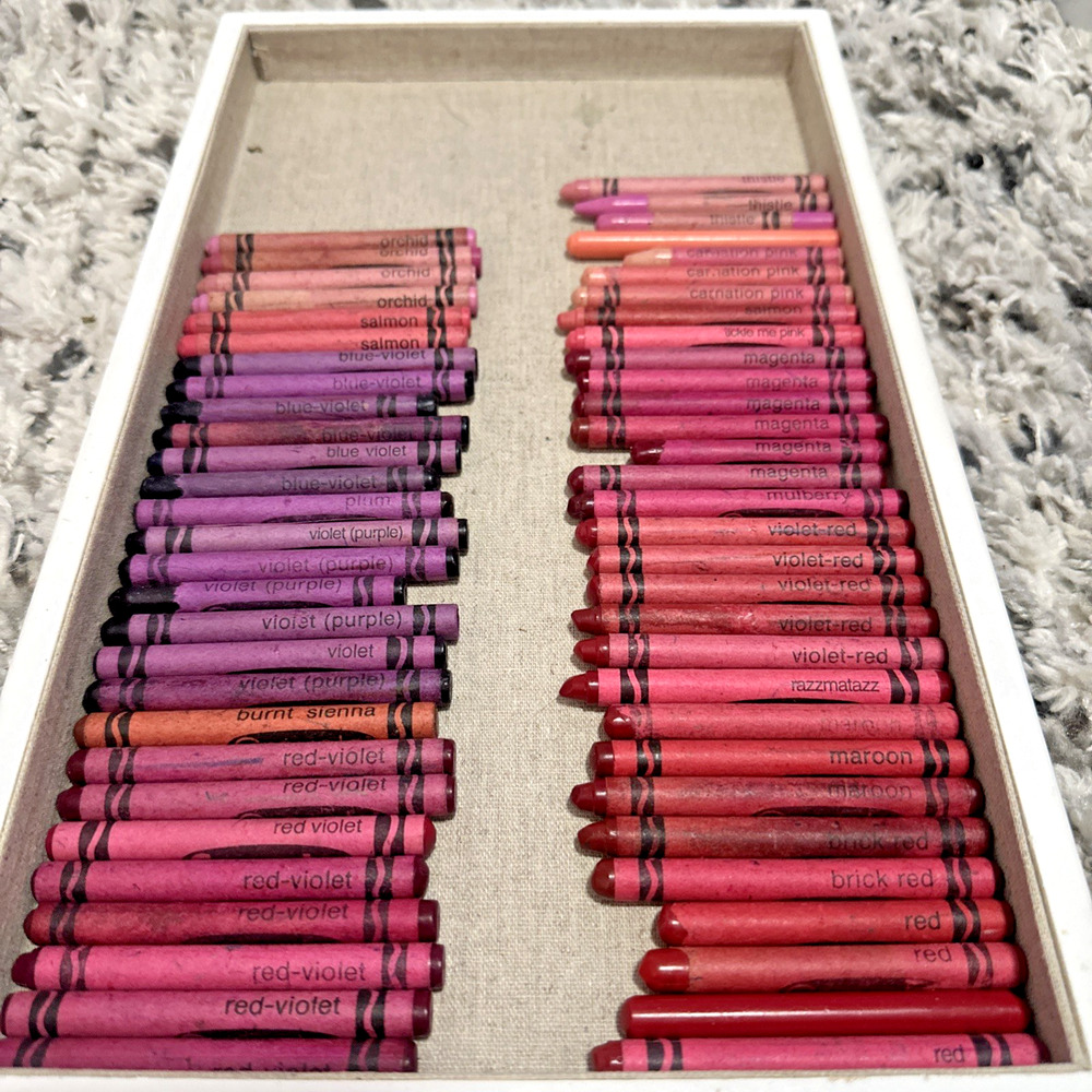 Vintage Binney Smith Crayola Crayons - Lot of 59 Red And Pink Hues